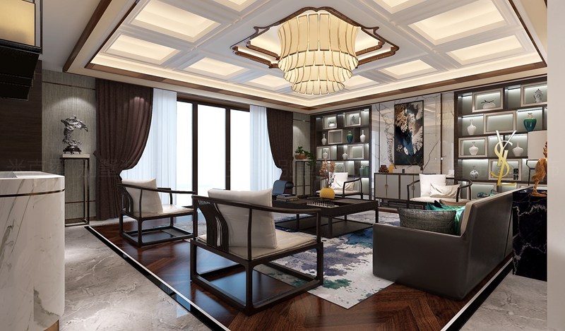 独墅岛丨900㎡中式风格别墅装修案例